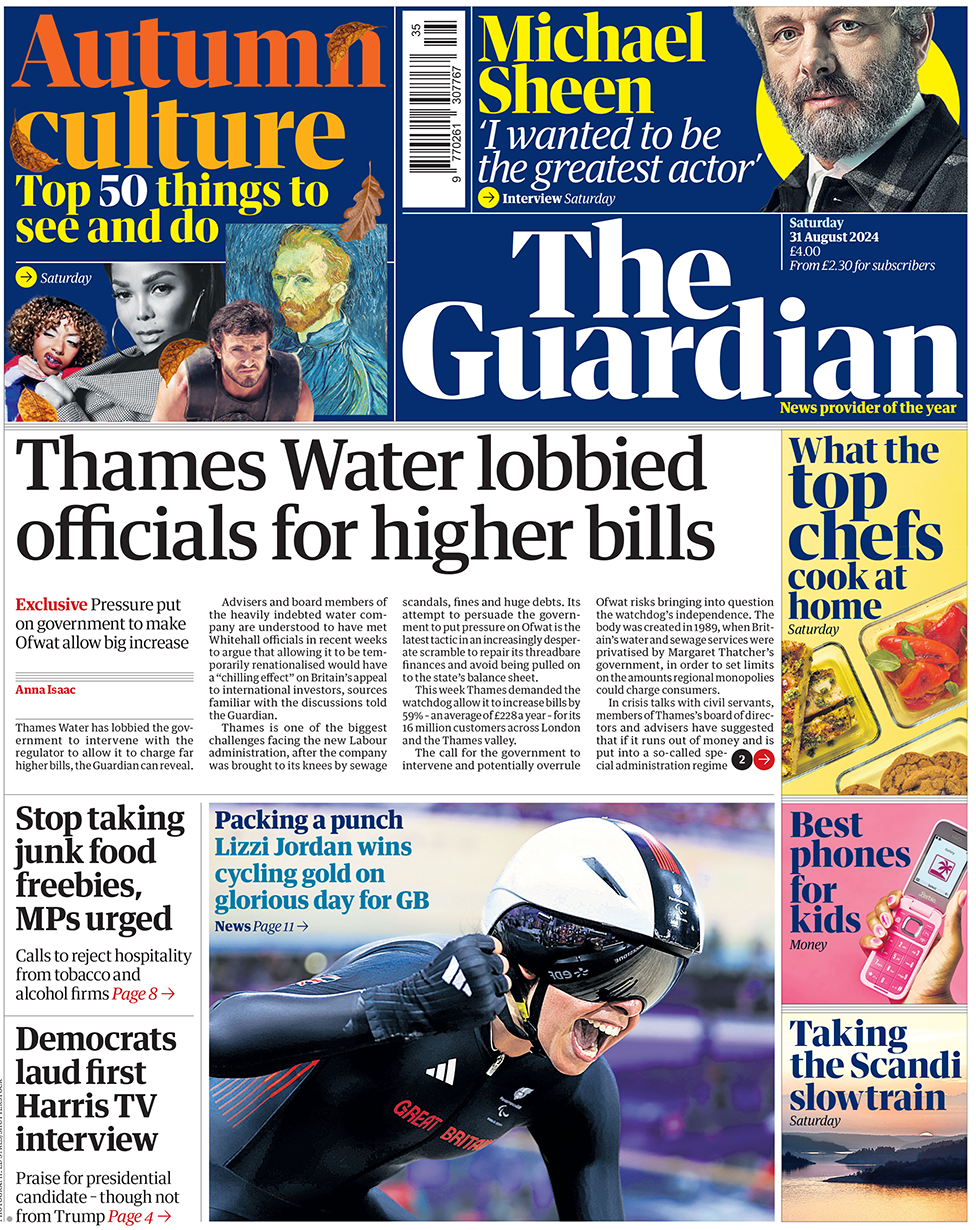 Guardian front page