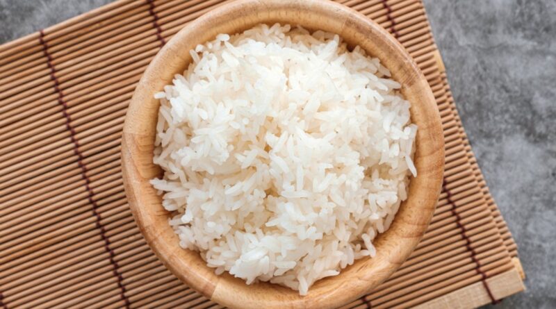 Thai Jasmine Rice in a Wooden Bowl